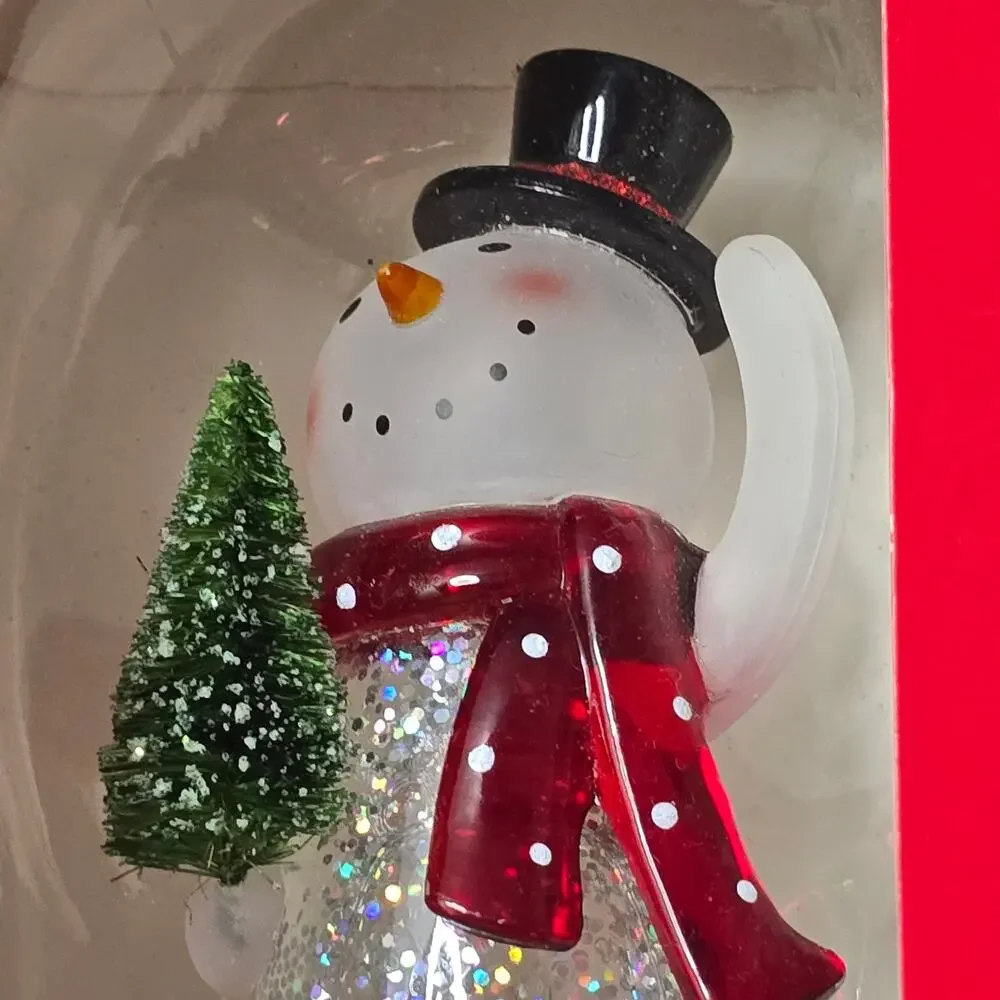 Hallmark USB Snowman Lighted Water Globe Glitter Swirl Color Changing Tested NIB